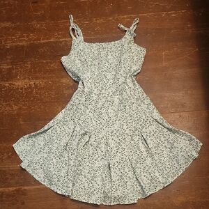 Cider Floral Mini Dress in Green and White